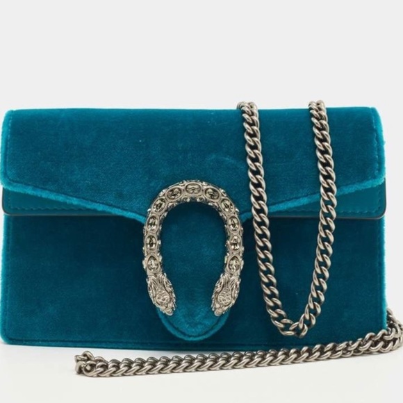 Gucci Super Mini Dionysus Velvet Teal - Picture 1 of 7